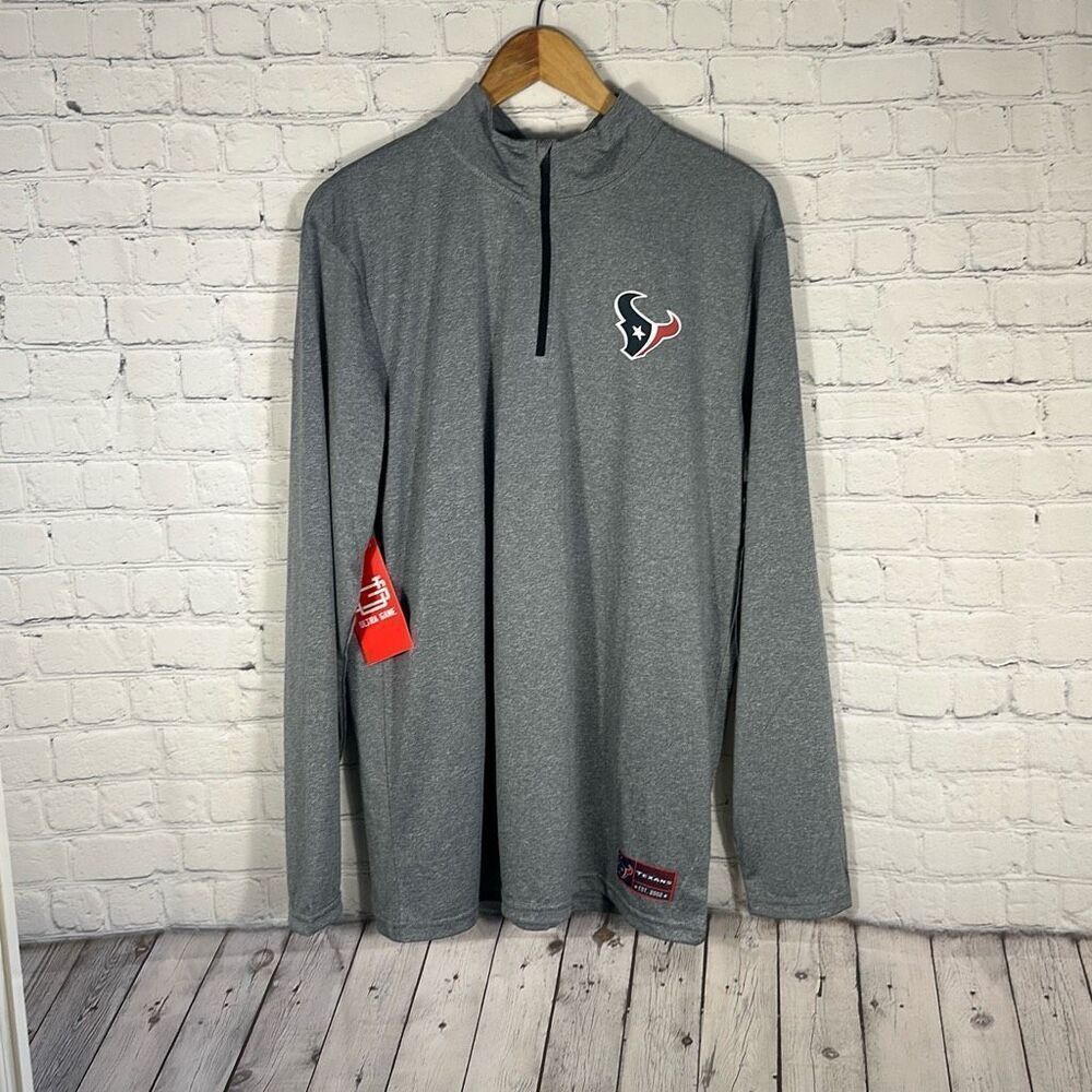 NFL Team Apparel Houston Texans Quarter Zip Shirt size L Large NEW Gray